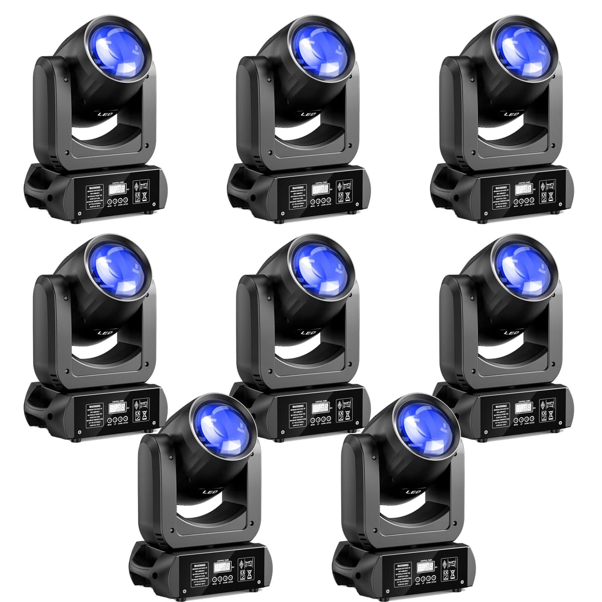8-Pack U`King 150W Moving Beam Head Lights con Prisma 18-Facet 8Gobo 8Color DMX y Sonido ZQ02341
