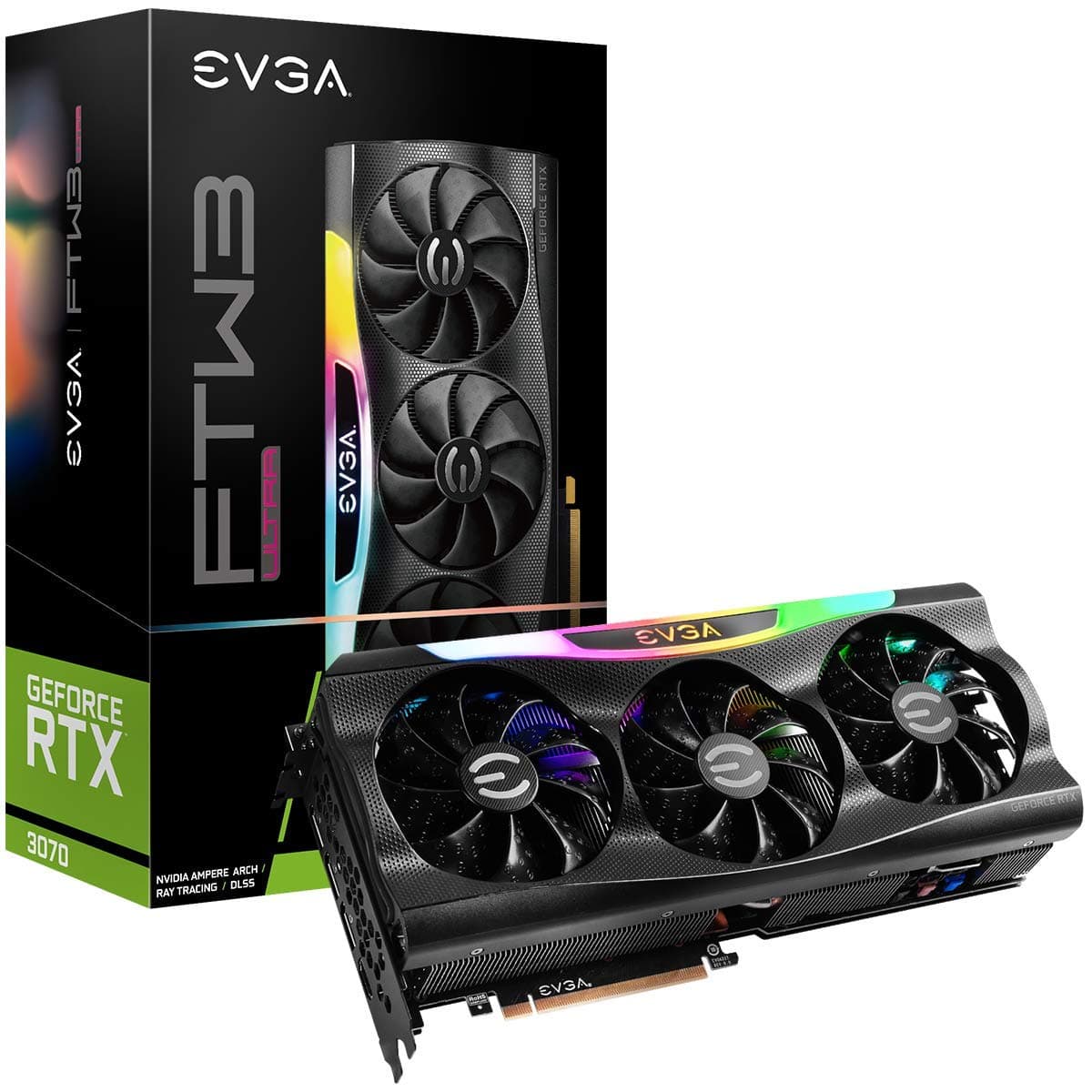 EVGA 08G-P5-3767-KR GeForce RTX 3070 FTW3 Ultra Gaming, 8GB GDDR6, Tecnología iCX3, LED ARGB, Placa Trasera Metálica