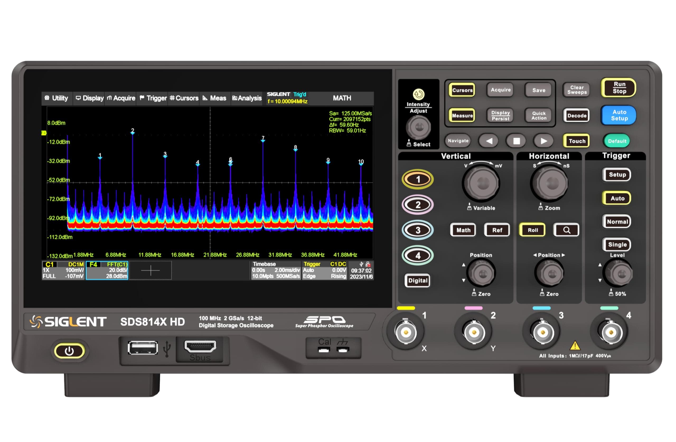 Siglent SDS814X HD Osciloscopio Mixto 4 canales / 100 MHz (12-bit)