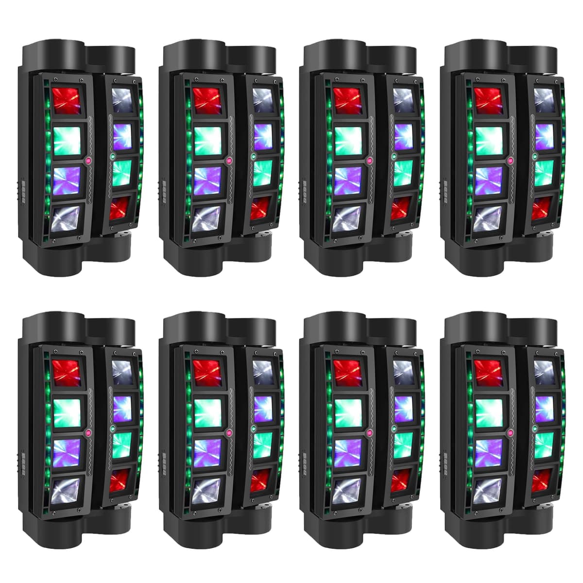 8PCS U`King Spider Moving Head Light 8x10W RGBW LEDs con tiras de píxeles, Control DMX-512, Activado por sonido para fiestas y eventos ZQ02232X8