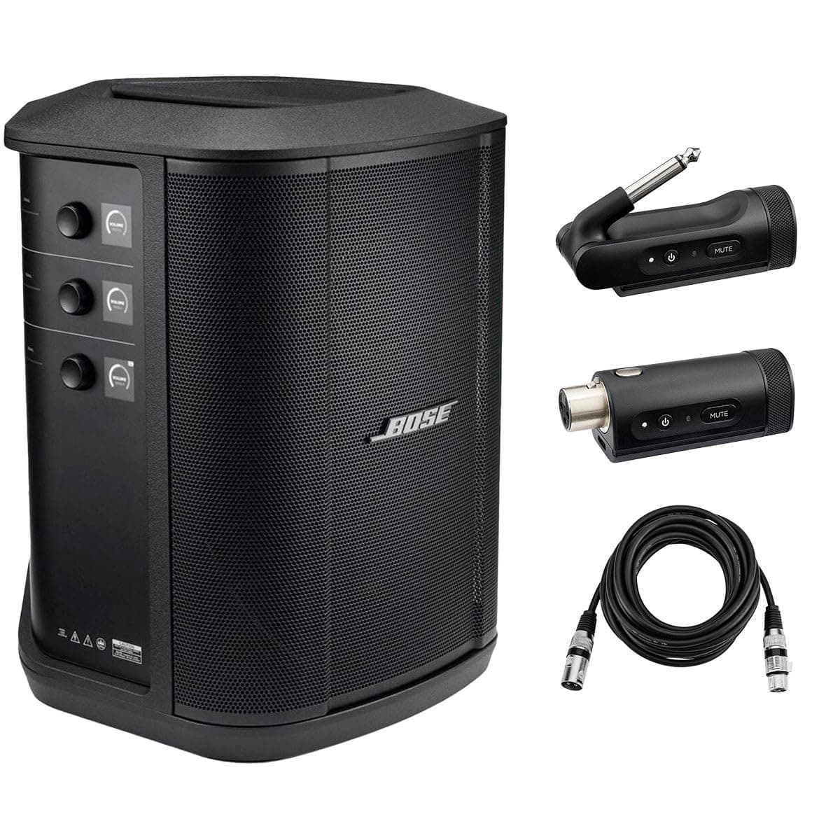 Bose S1 Pro+ Portable Wireless PA System con Bluetooth, Bundle con transmisores para instrumento y micrófono XLR, batería incluida 869583-1110 K6