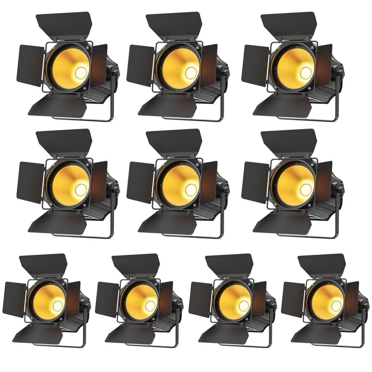 Nitehop 200W COB Par Can 10-Pack, dual-color 3200K-6500K con DMX y 4-leaf ZQ09012