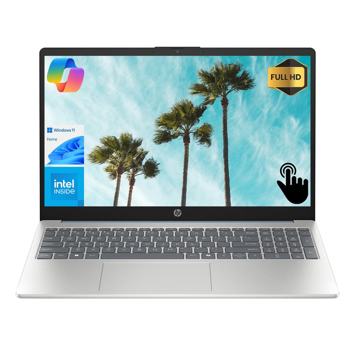 HP 15 Laptop con Copilot impulsado por IA, pantalla táctil FHD de 15.6", procesador Intel Core i3-N305 de 8 núcleos, 32 GB RAM, SSD PCIe de 2 TB, HDMI, cámara HD, teclado numérico, Wi-Fi 6, Windows 11 Home, azul 15-fd0130wm