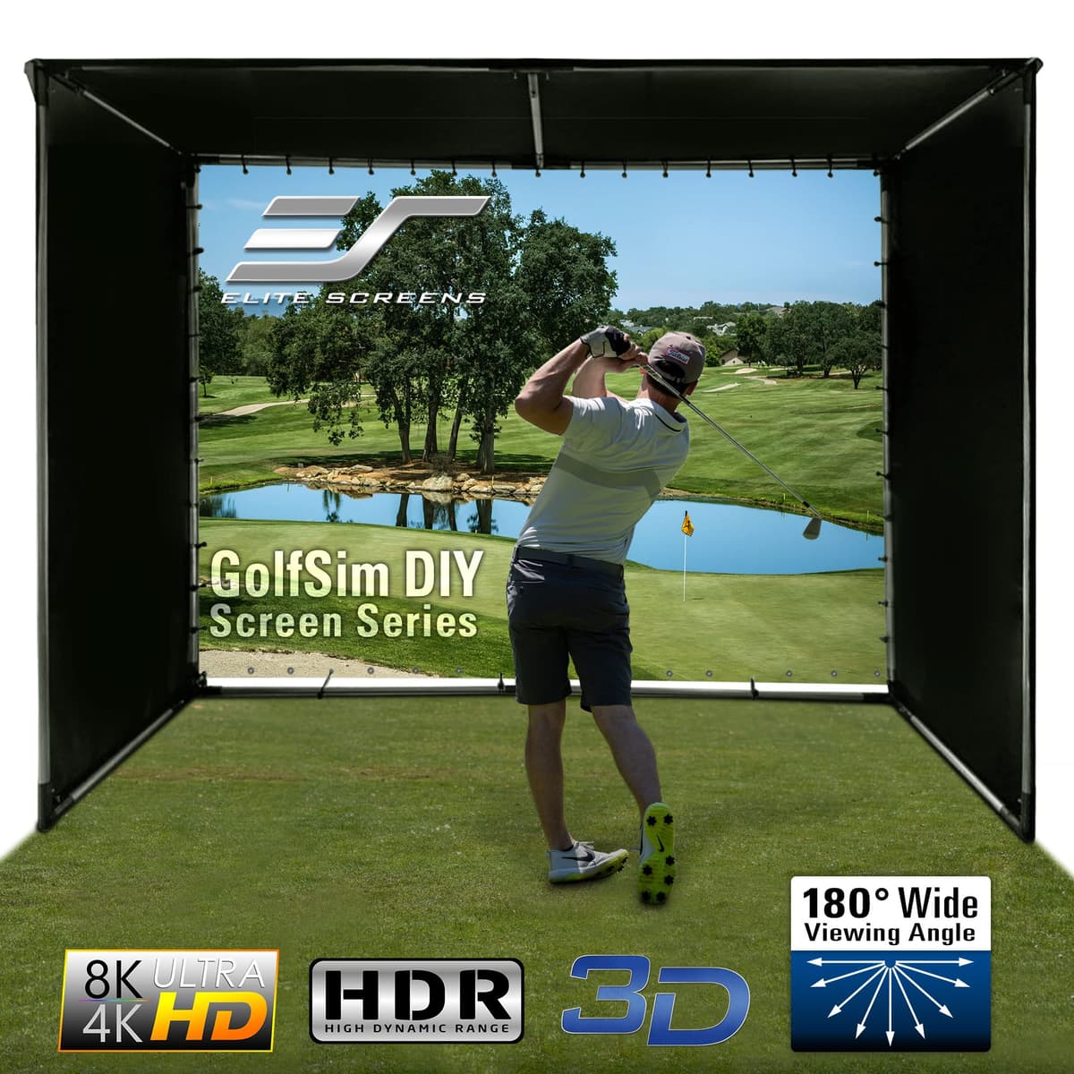 Pantalla Elite Screens GolfSim DIY 10'x13' ImpactWhite con ojales metálicos DIY10X13-IPW1145-F