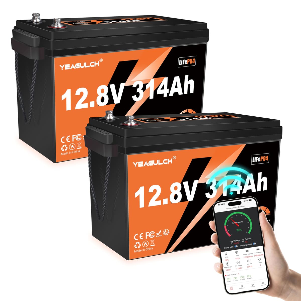 yeagulch Batería LiFePO4 12V 314Ah con Autocalentamiento MYS95412-666