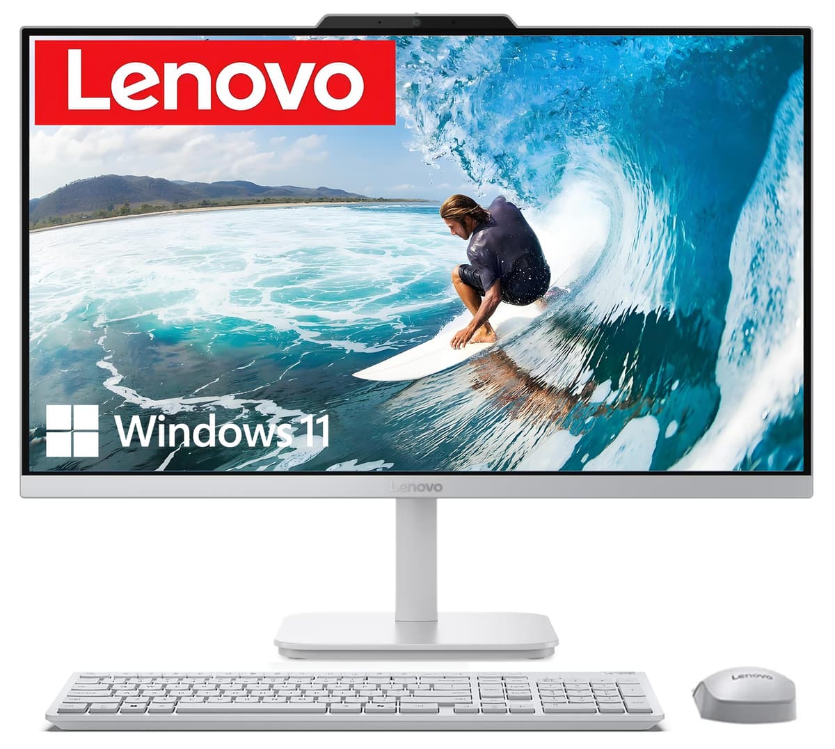 Computadora Todo-en-Uno Lenovo 24" FHD, Procesador Intel 4 Núcleos (Mejor que i3-1110G4), 8GB RAM, SSD PCIe 512GB, HDMI, WiFi 6, RJ45, Bluetooth, AIO Empresarial, Vent-Hear, Teclado y Mouse, Windows 11 Pro 100