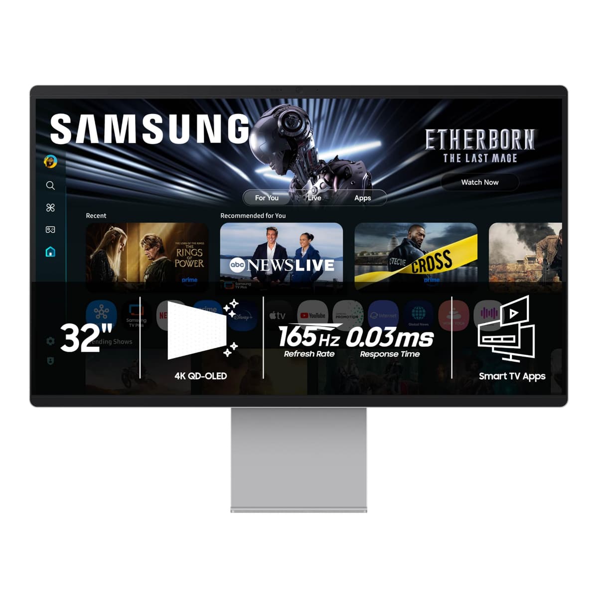 Samsung 32” OLED M9 (M90SF) Smart Monitor 4K QD-OLED 165Hz 0.03ms Gaming Hub Cámara 4K LS32FM902SNXZA