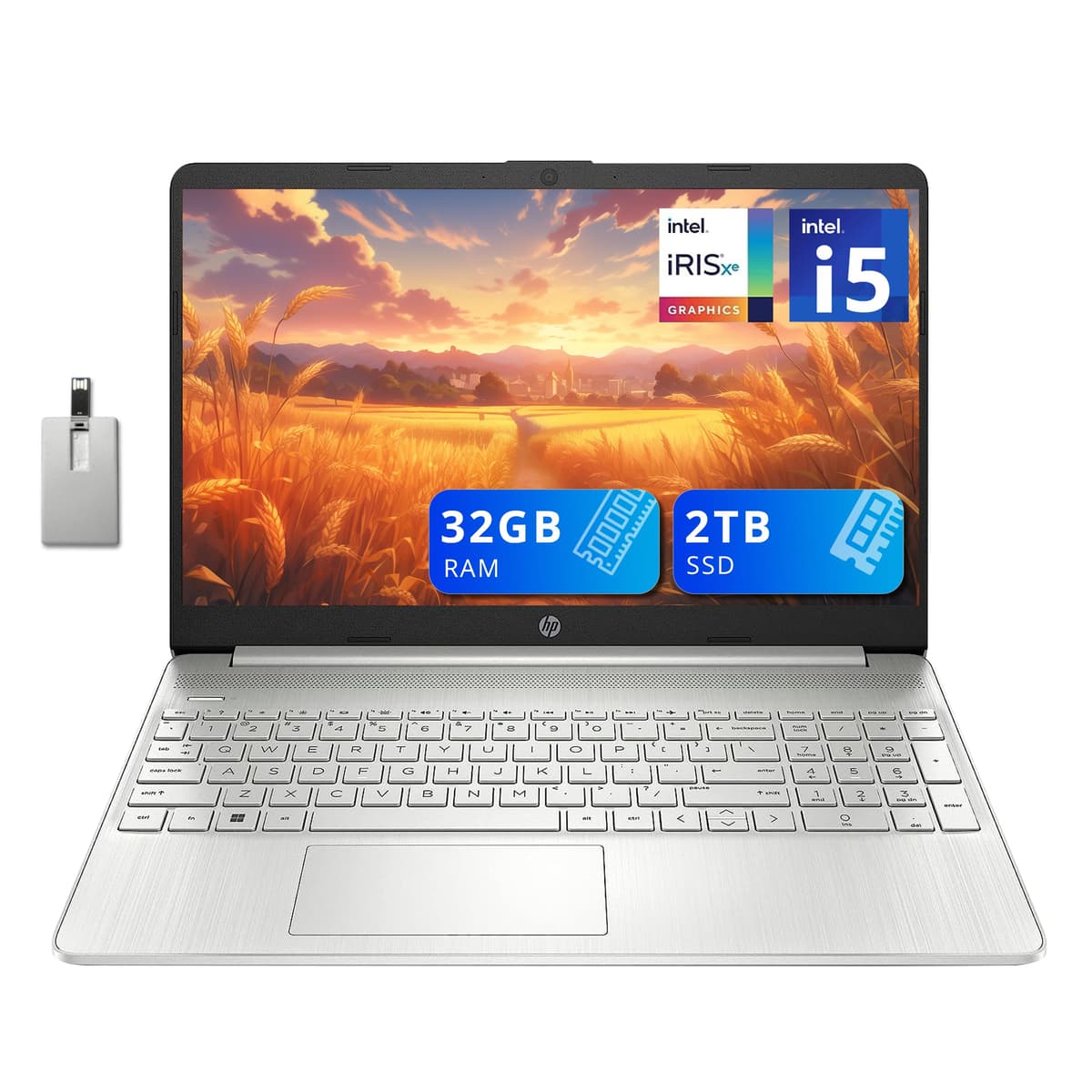 HP 15.6" FHD Laptop, Intel Core i5-1135G7, 32GB RAM, 2TB PCIe SSD, Intel Iris Xe, Silver HP 15 Laptop