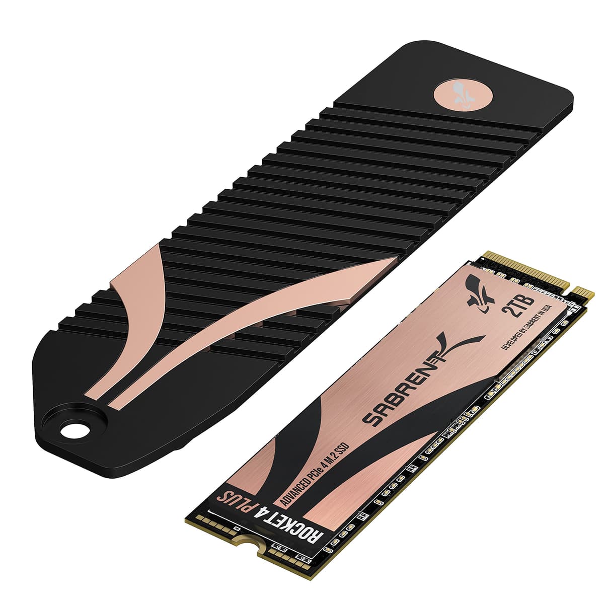 SABRENT SSD Interno M.2 NVMe 2TB Rocket 4 Plus PCIe Gen4 x4 Rendimiento Extremo + Combo Disipador M.2 (SB-RKT4P-PSHS-2TB)