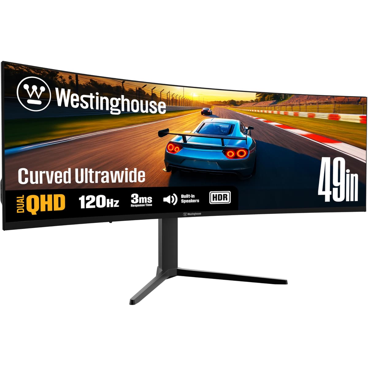 Westinghouse 49" Curvo Ultrawide QHD 5120x1440 - Monitor Gaming 120Hz, AMD FreeSync Premium, USB-C, 2x HDMI, 2x DP 813784024502