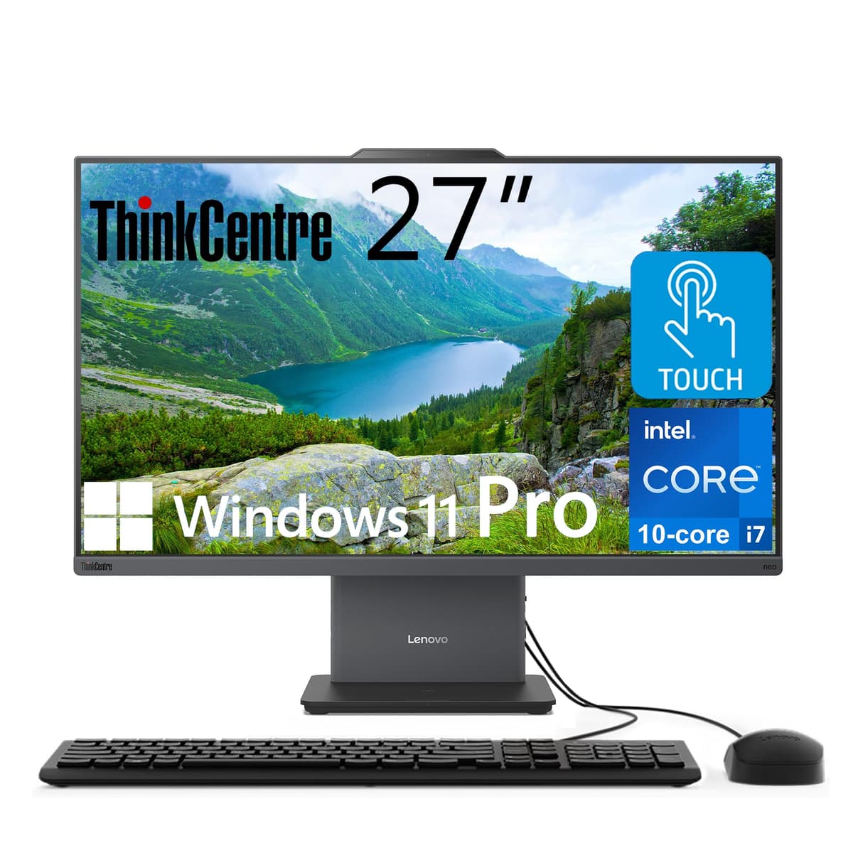 Computadora de Escritorio Todo en Uno Lenovo ThinkCentre, Pantalla Táctil FHD de 27", Procesador Intel Core i7-13620H de 10 núcleos, 32GB DDR5, SSD de 2TB, Wi-Fi 6, USB-C, HDMI entrada y salida, Teclado y Mouse con Cable, Windows 11 Pro neo 50a Gen 5