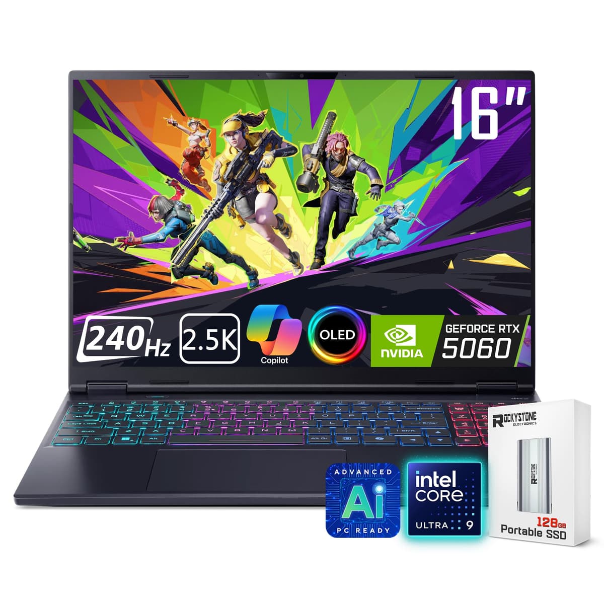 Acer Predator Helios Neo 16S AI Gaming Laptop, 16" 240Hz 2.5K OLED, Intel Core Ultra 9 275HX, NVIDIA GeForce RTX 5060, VR Ready, Copilot, Liquid Cooling, Negro, Windows 11 Pro (64 GB DDR5 RAM | 1 TB SSD)