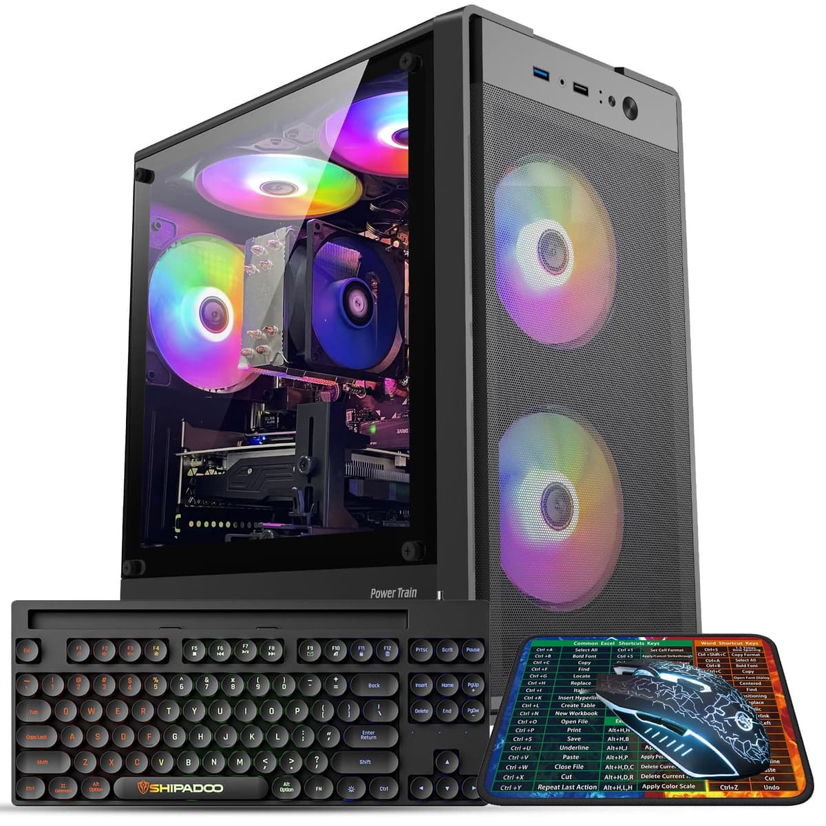Kroteaup PC de Escritorio Gaming, AMD Ryzen 5 5500 hasta 4.2GHz, Radeon RTX 2060 6GB, 16GB DDR4, 1TB SSD, WiFi 6, 5 Ventiladores RGB, Torre con Windows 11 Home