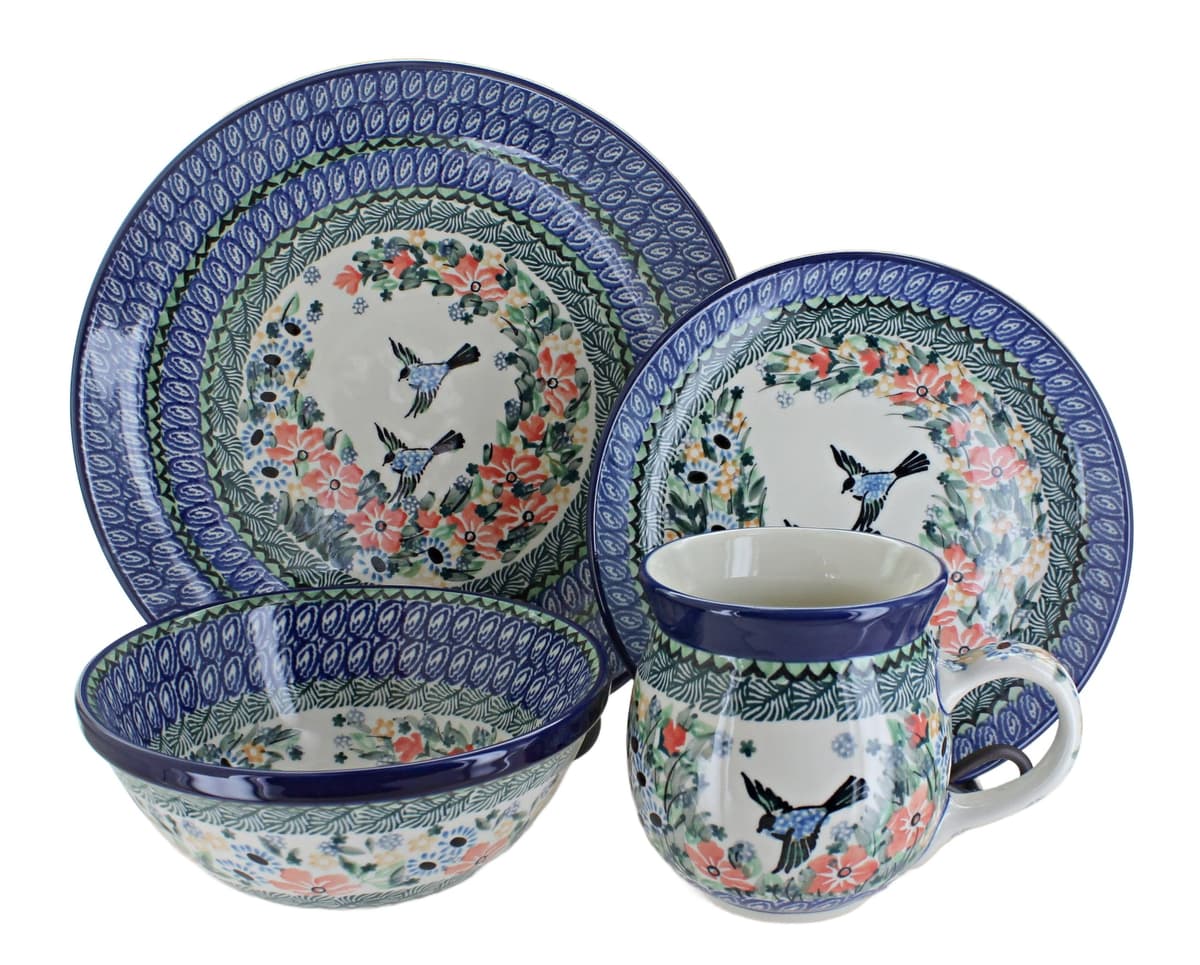 Juego de Vajilla Blue Rose Polish Pottery Blue Maria 16 Piezas (4 Puestos) 1000-U2479-4