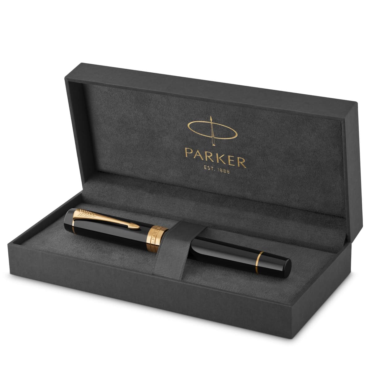 Parker Duofold Centennial Pluma fuente clásica negra con detalles dorados 1931381