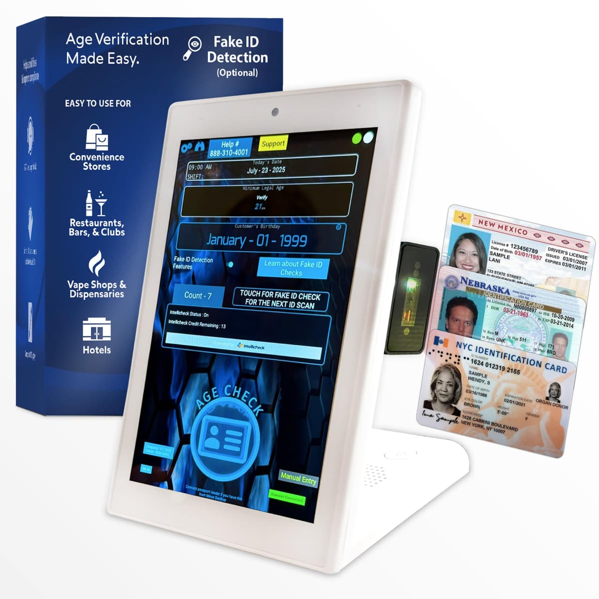 MinorDecliner ID Scanner para Bares y Clubes - Verificador de Identidades MDport2-MDM, Compatible con licencias de EE. UU.
