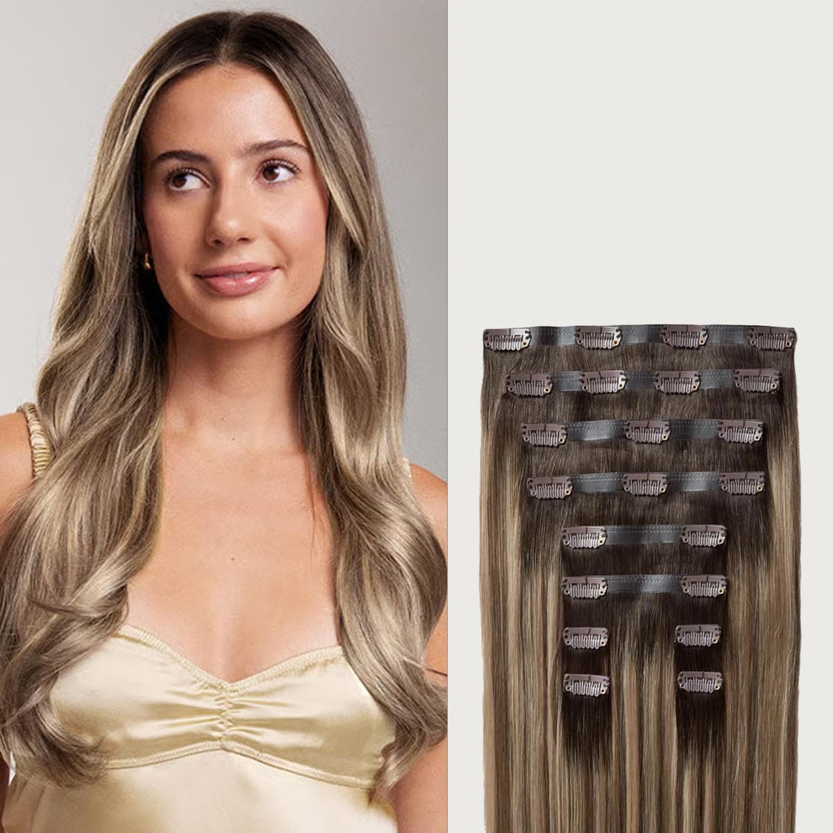 Luxy Seamless Clip-In 100% Remy Human Hair 240g 24" Dimensional Rooted Light Bronde