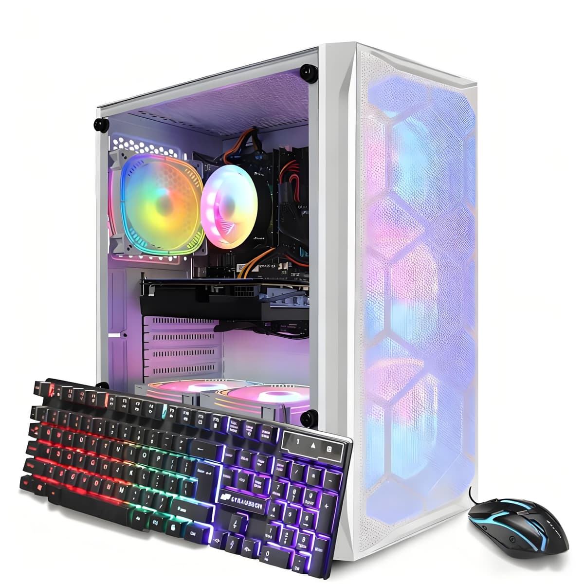 PC de Escritorio Gamer STGAubron, Intel Core i7 3.4G hasta 3.9G, 32GB RAM, SSD 1TB, Radeon RX 5700 8GB GDDR6, WiFi 600M, BT 5.0, 6 Ventiladores RGB, Windows 11 Home ABR0622