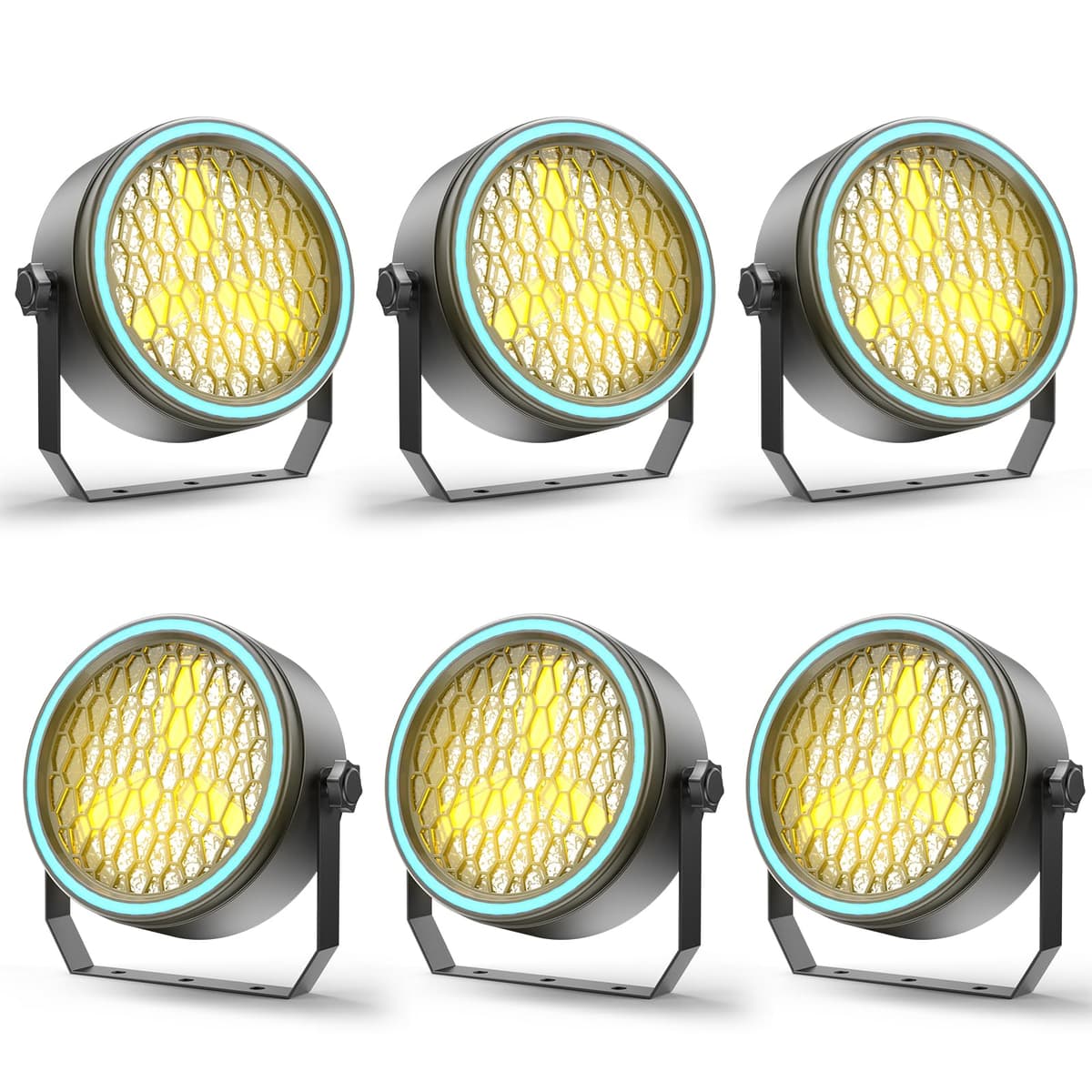 Nitehop Stage Par Lights COB ZQ01671 - 100W, COB dorado + RGB, DMX512, 6 pack