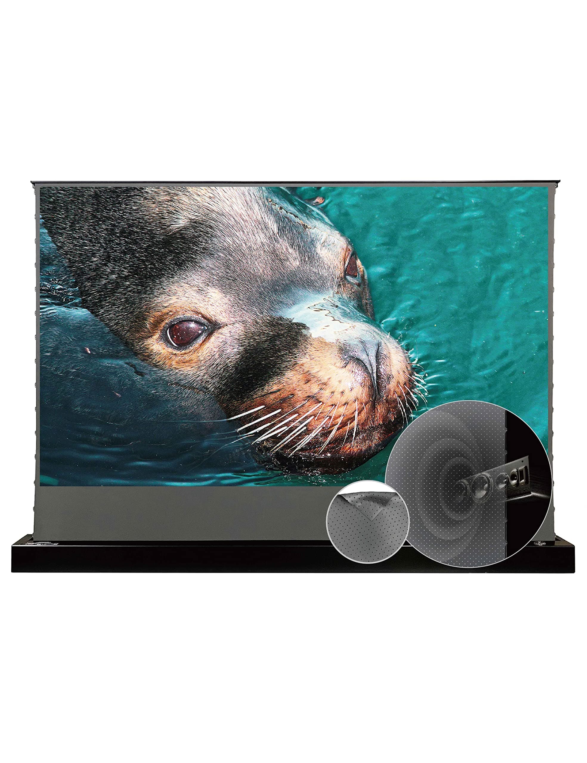 VIVID STORM SINCE 2004 VIVIDSTORM Long Focus ALR Perforated Motorized Floor-Rising 92-inch VSDSTPALR92H