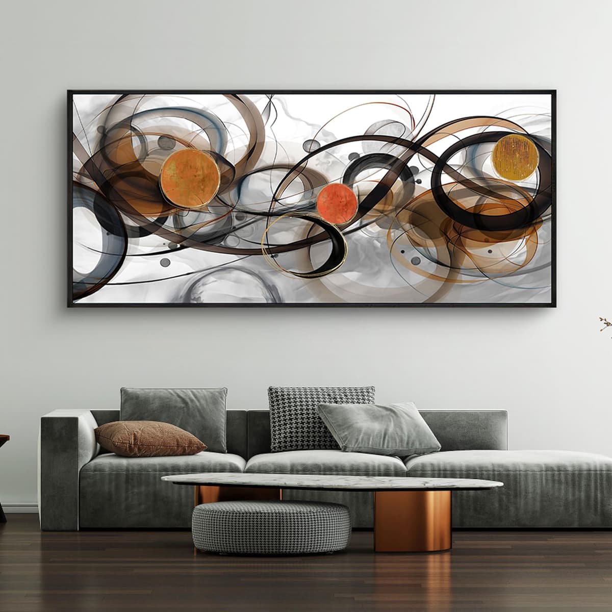 XLSJERST Arte de pared grande en gris y negro - Lienzo abstracto enmarcado 86x39 pulgadas