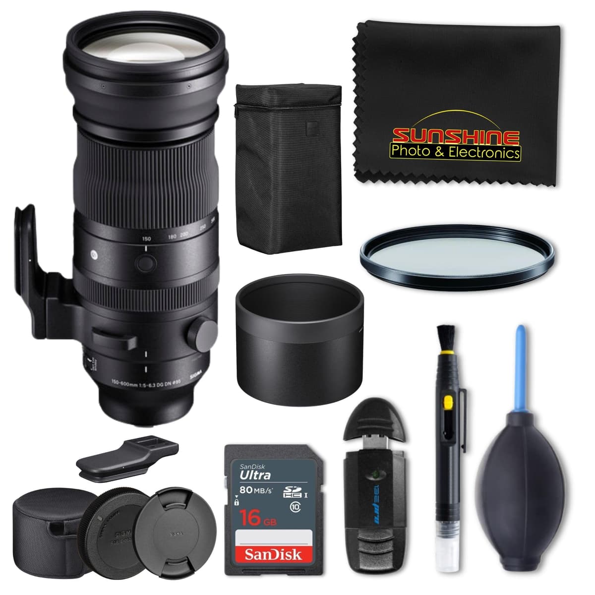 Sigma 150-600mm f5-6.3 DG DN OS Sports para Sony E - Sunshine Photo Basic Bundle SIG-150600MM563SONY