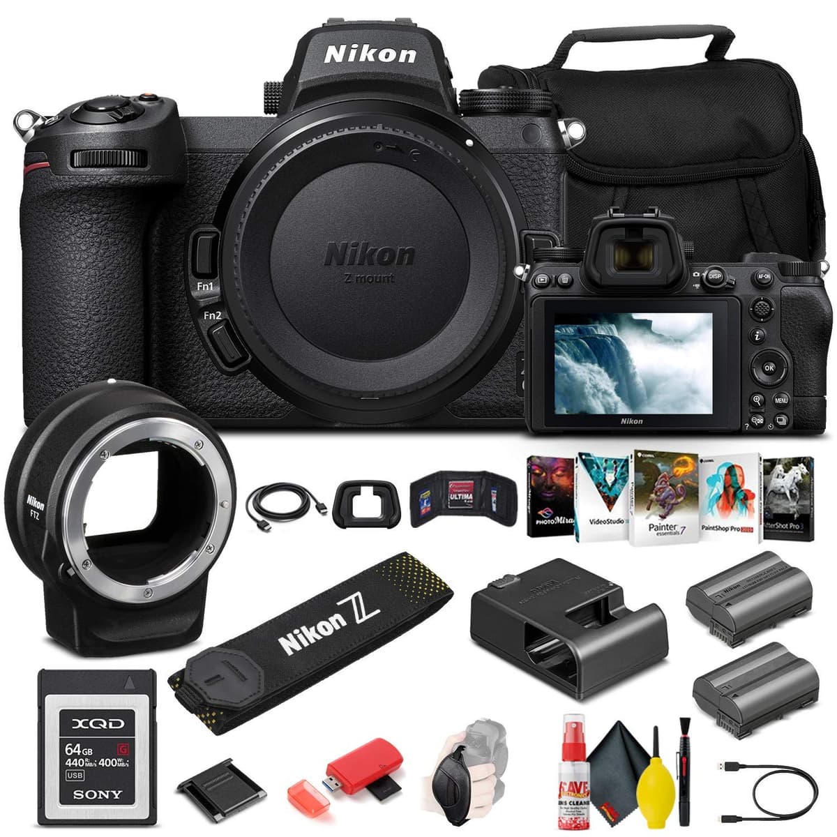 Nikon Z 6II Mirrorless 24.5MP (cuerpo) - Paquete con adaptador FTZ, 64GB XQD, batería EN-EL15c y accesorios (reacondicionado) 1659_EDI_2RE