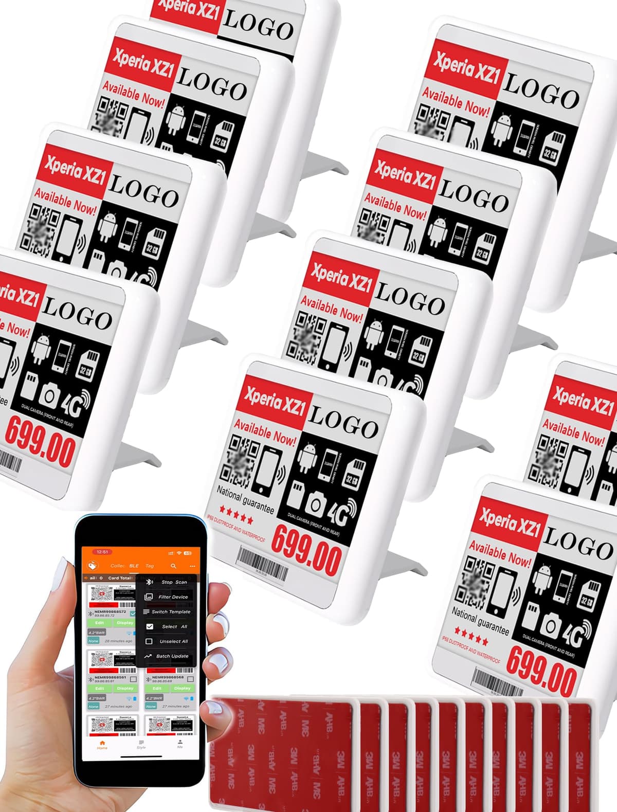 SweeLe Etiquetas Electrónicas E-paper 4.2" Pack 10 para Negocios (Negro/Blanco/Rojo) 42-BLE-sinages-black