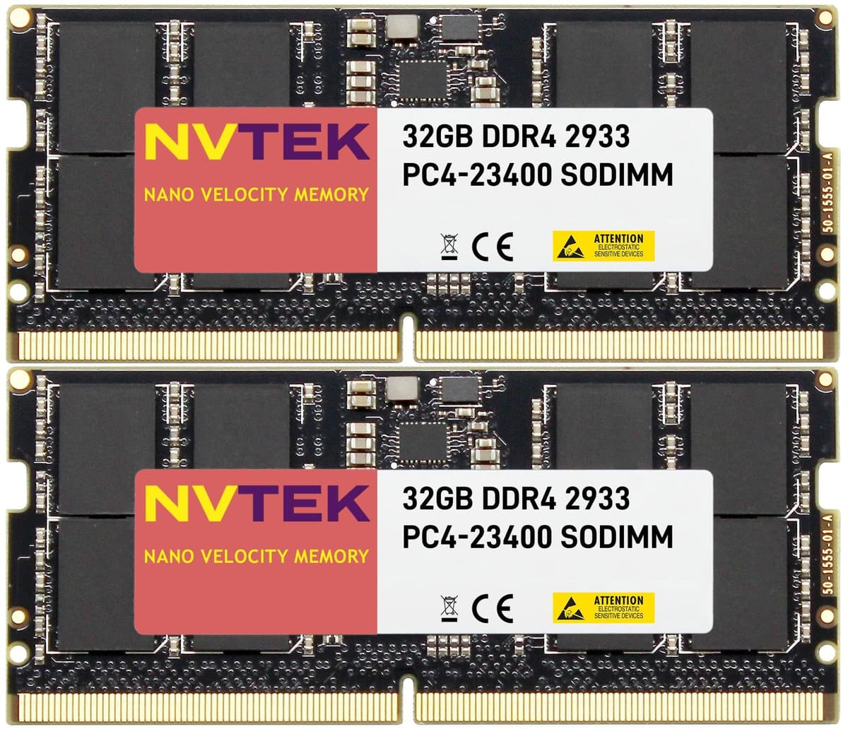 NVTEK 64GB (2X32GB) DDR4 2933MHZ PC4-23400 SODIMM 2Rx8 1.2V CL21 260-PIN Memoria para Laptop PC No ECC KIT 759170878352