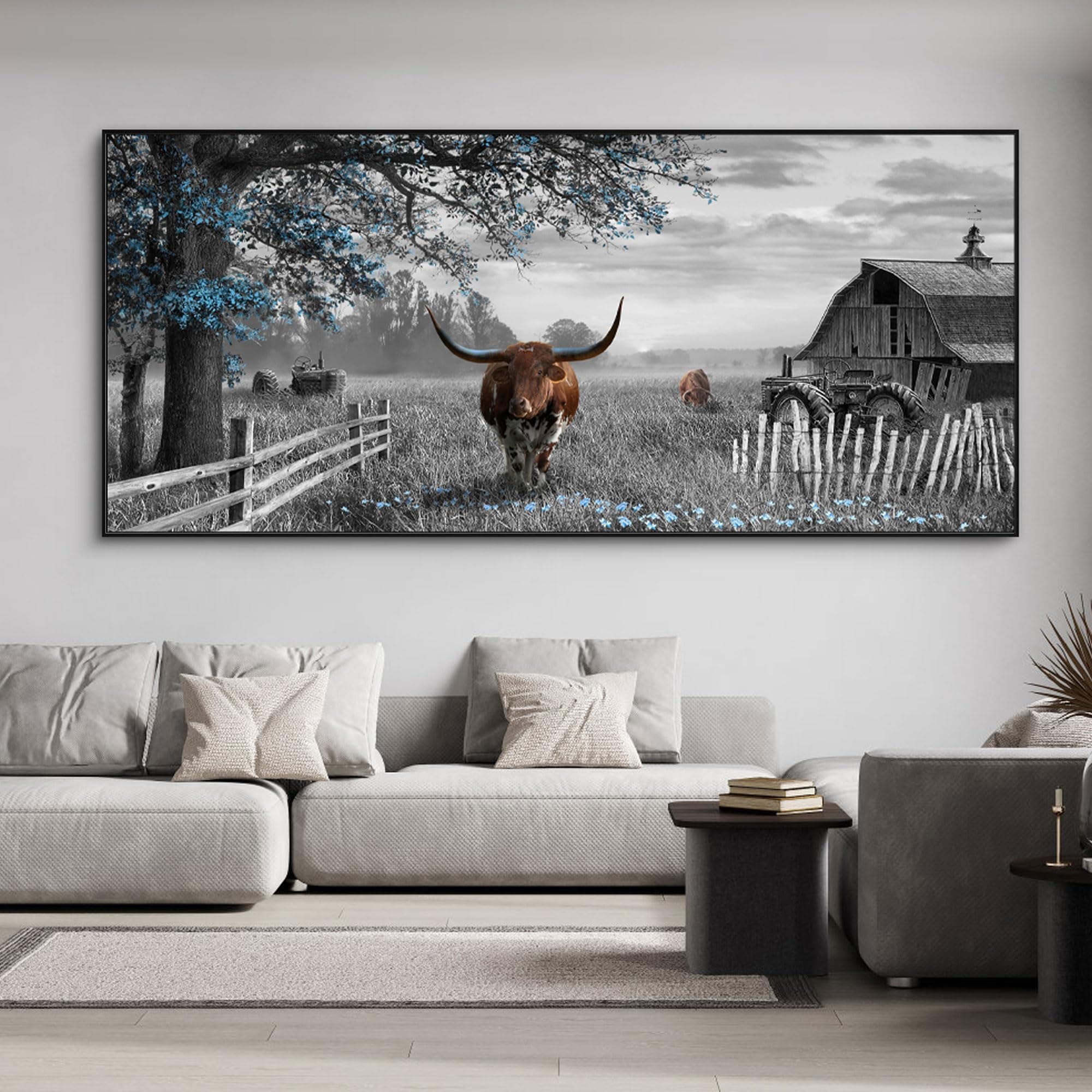 yiijeah Rustic Wall Art 86x39 pulgadas - Decoración rústica de toro