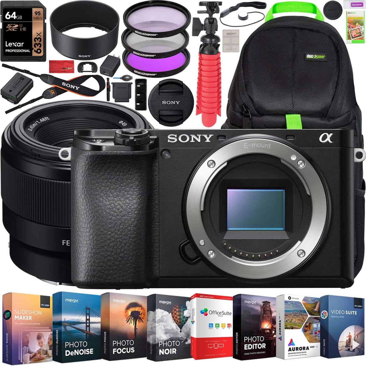 Sony a6100 Mirrorless Body + FE 50mm F1.8 Bundle con Accesorios E20SNILCE6100BX1