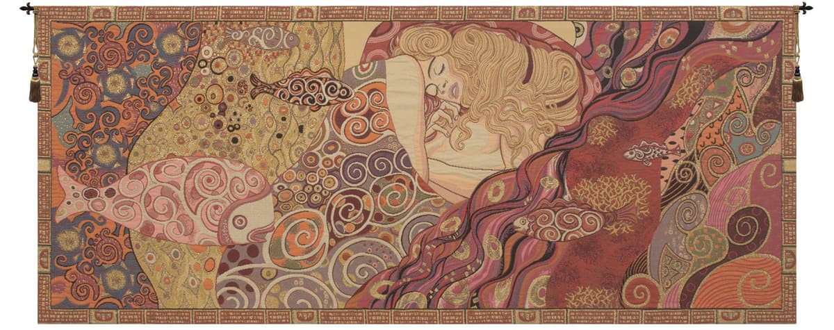 C Charlotte Home Furnishings Inc Sleeping Danae by Klimt - Tapiz italiano para pared 25 x 60 pulgadas 6387-8987