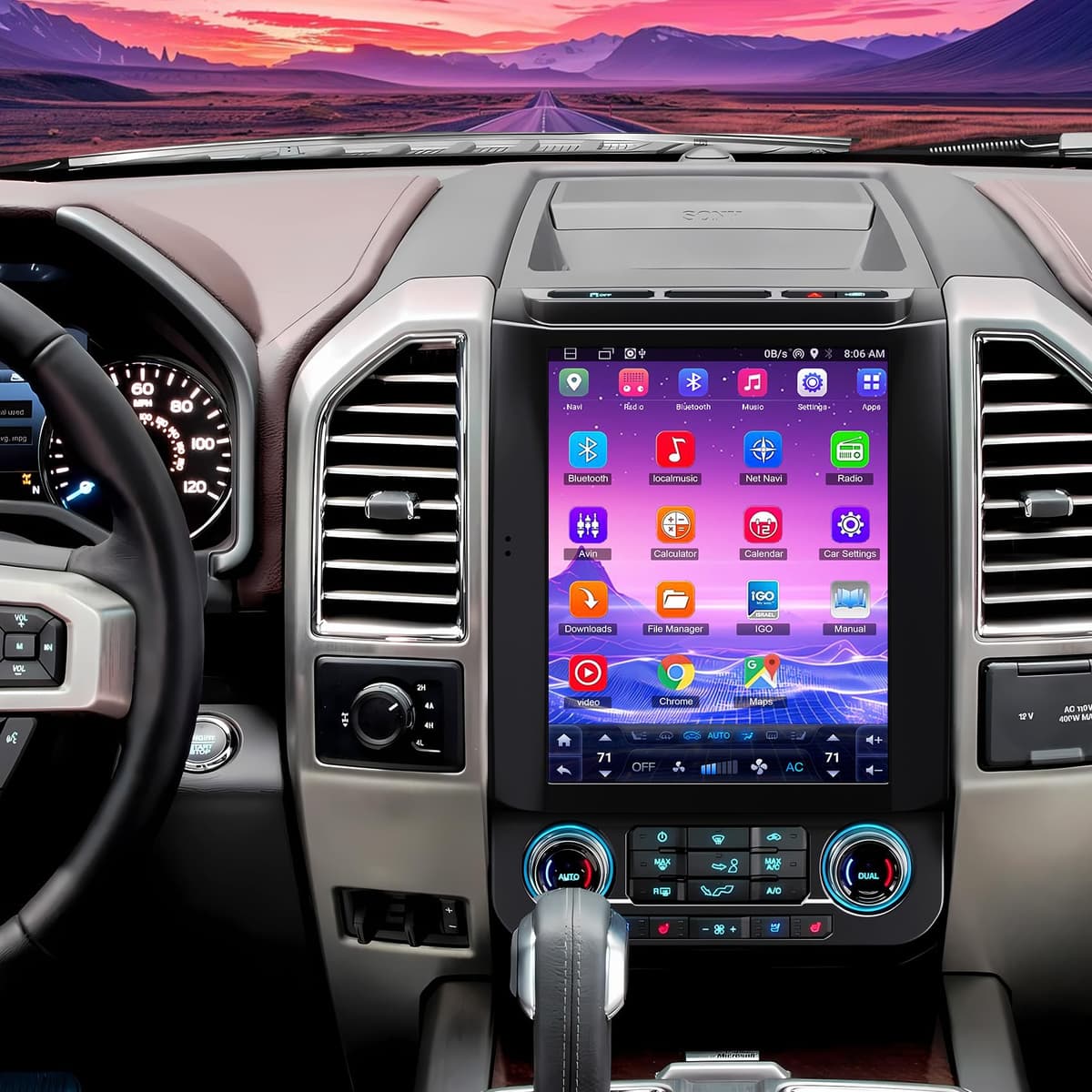 electrosmart Radio para auto Android 14 de 8 núcleos para Ford F150 2015-2020 2G+64G, pantalla táctil IPS de 12.1 pulgadas con CarPlay inalámbrico/Android Auto, GPS, WiFi, Bluetooth, FM, DVR Electrosmart 2+32