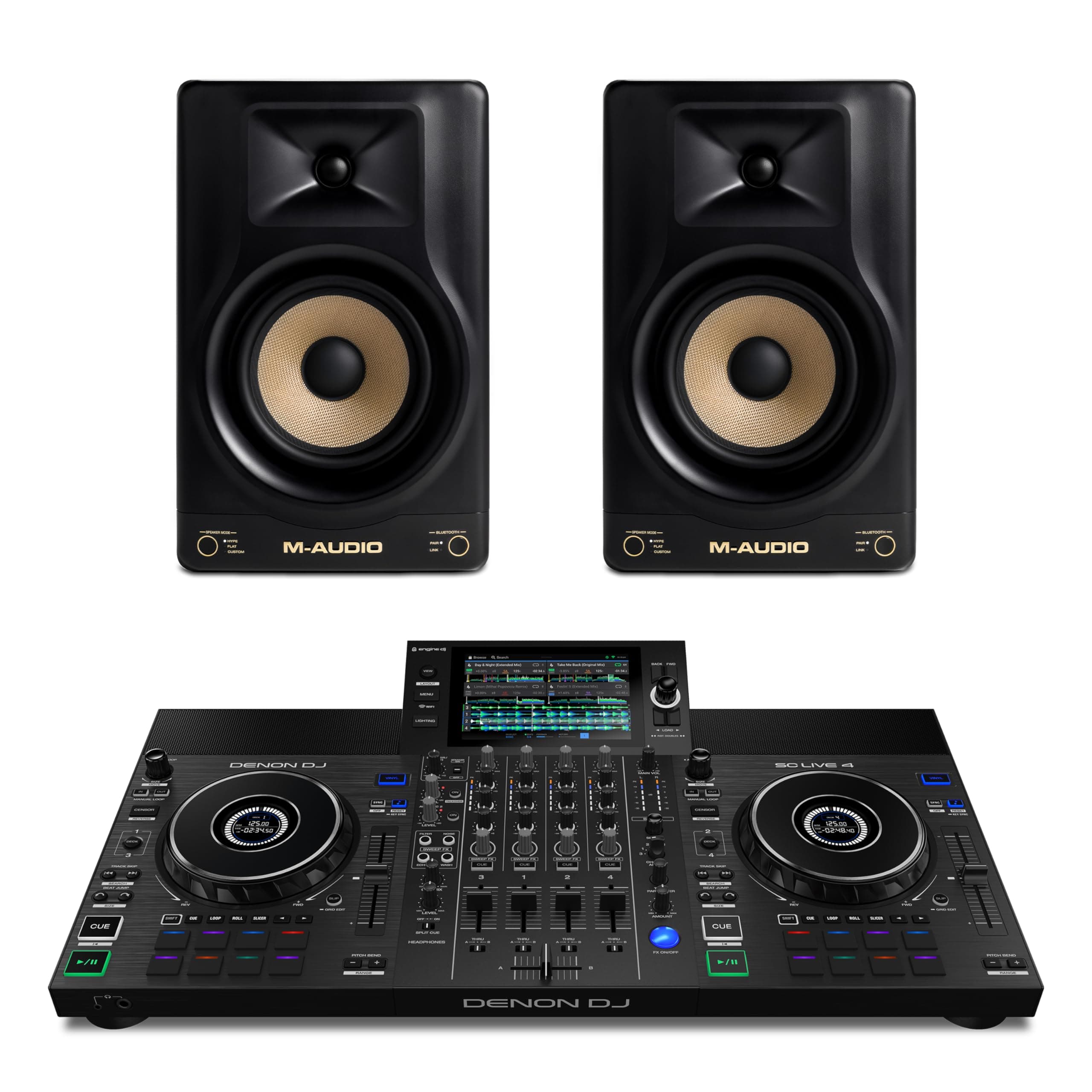 Denon DJ SC Live 4 + M-AUDIO Forty Eighty - Bundle DJ y monitores de estudio