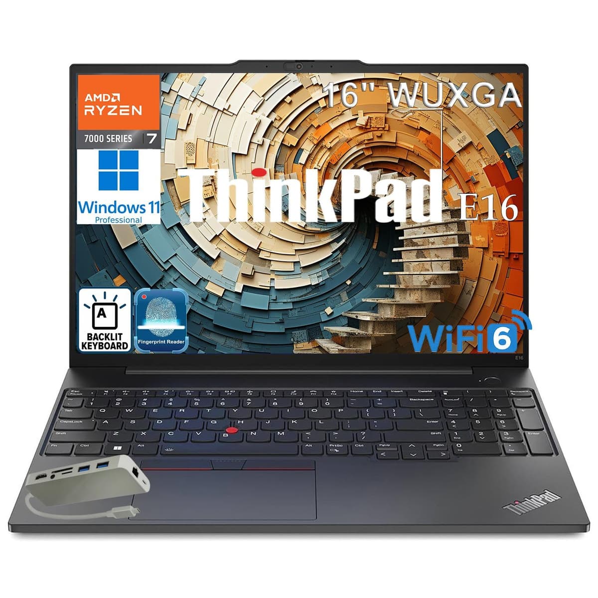 Lenovo ThinkPad E16 16" WUXGA Laptop, 32GB DDR5, 2TB PCIe SSD, AMD Ryzen 7 7735HS (mejor que i7-1355U), WiFi 6E, teclado retroiluminado, lector de huellas, teclado numérico, Windows 11 Pro, negro ónix