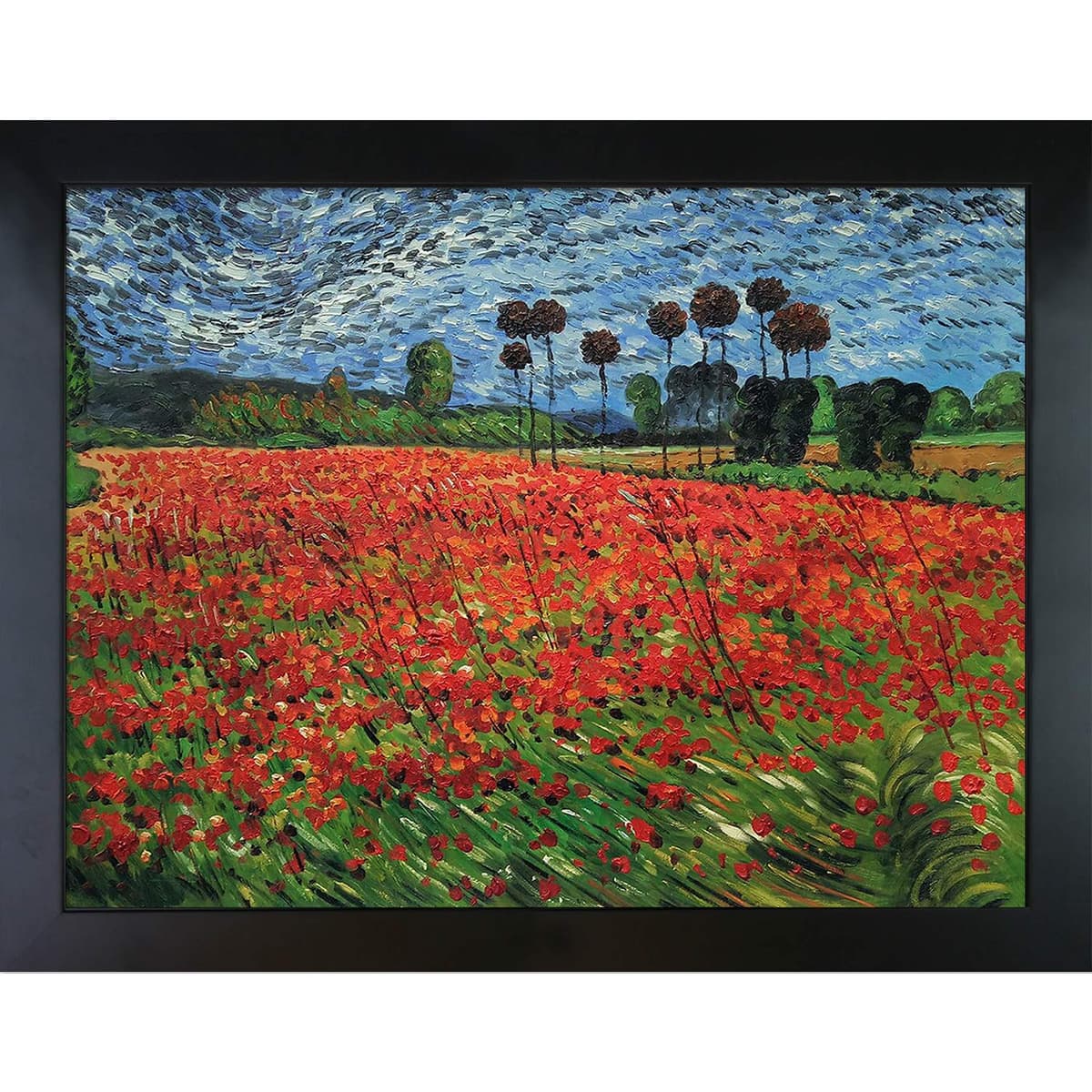 overstockArt La Pastiche - Field of Poppies (Vincent Van Gogh) 30" x 40" - Reproducción óleo enmarcada VG1024-FR-137B30X40