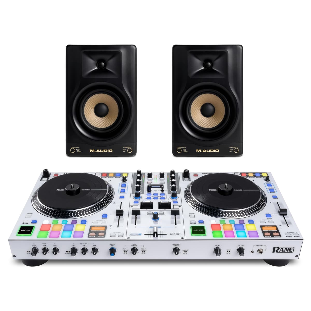 Rane ONE MKII Controlador DJ y Monitores de Estudio M-AUDIO Forty Sixty Pareja para Grabación de Estudio, Producción Musical, Podcasting, Streaming