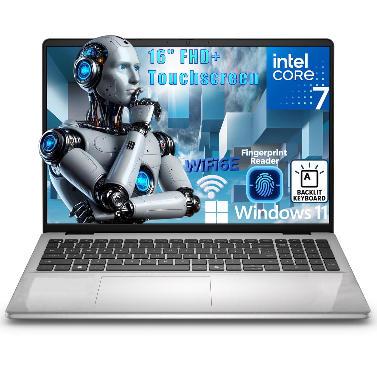 Computadora portátil Dell de 16", Procesador Intel Core 7 150U, Pantalla táctil IPS antirreflejo FHD+ de 16", 64GB RAM DDR5, SSD PCIe de 2TB, WiFi 6E, Bluetooth 5.3, Teclado retroiluminado, Windows 11 Home DC16