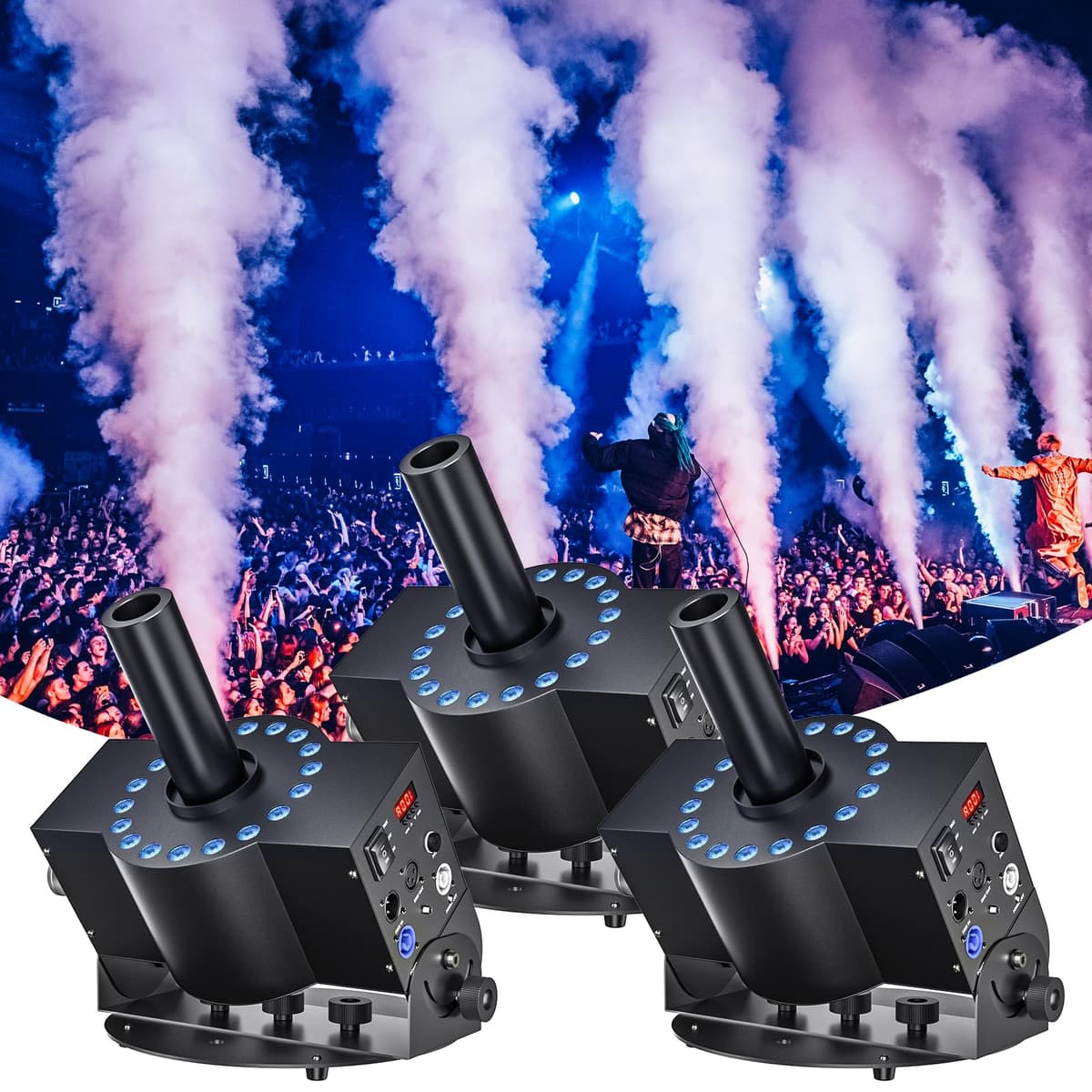 Kiinsehtoq Máquina CO2 Jet 300W con luces LED y control DMX (paquete 3 pcs) ZQ16044X3US