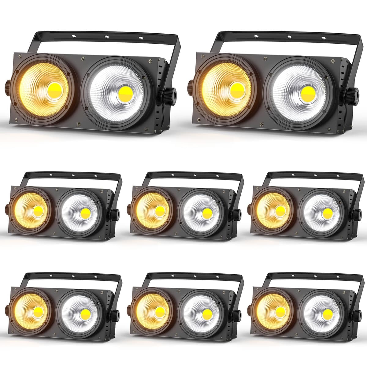 SEBRUANC Paquete 8x Foco COB 200W 2-en-1 Blanco Cálido/Frío para escenario (Par LED)