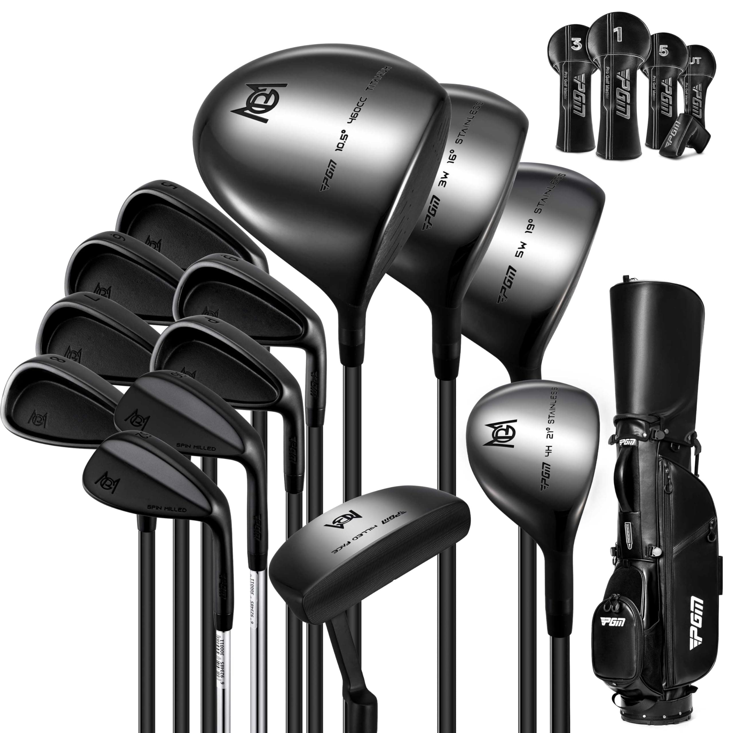 PGM Set completo de golf 19 piezas para hombre, derecho, Stiff+ 0.5"