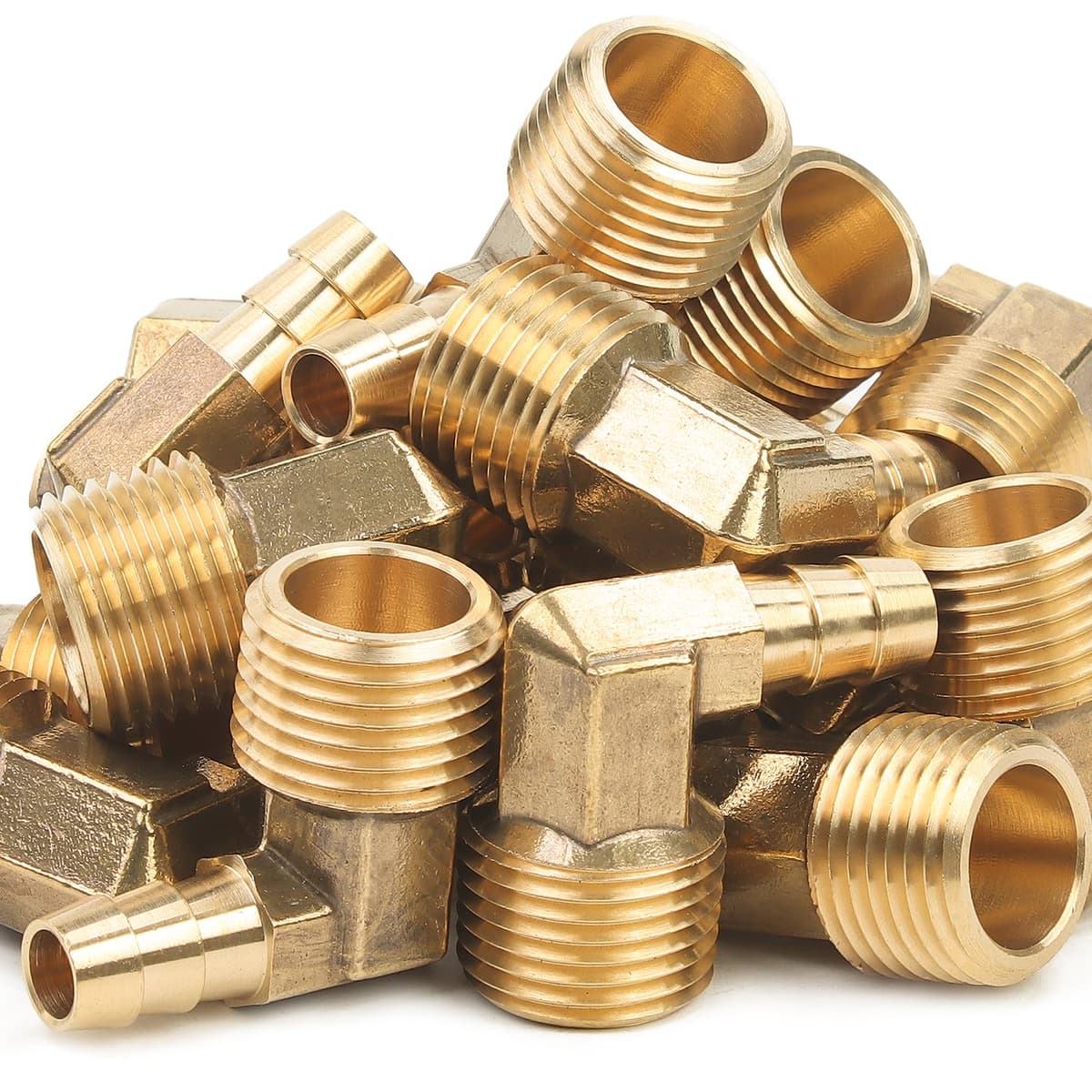 LTWFITTING Codo Latón 90° 3/8" Barb x 1/2" NPT Macho (Pack 200) HF3204720