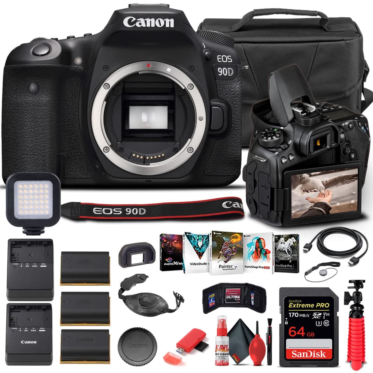 Canon EOS 90D DSLR (cuerpo) + 64GB + estuche y accesorios (Renewed) 3616C002_EDI6RE_2
