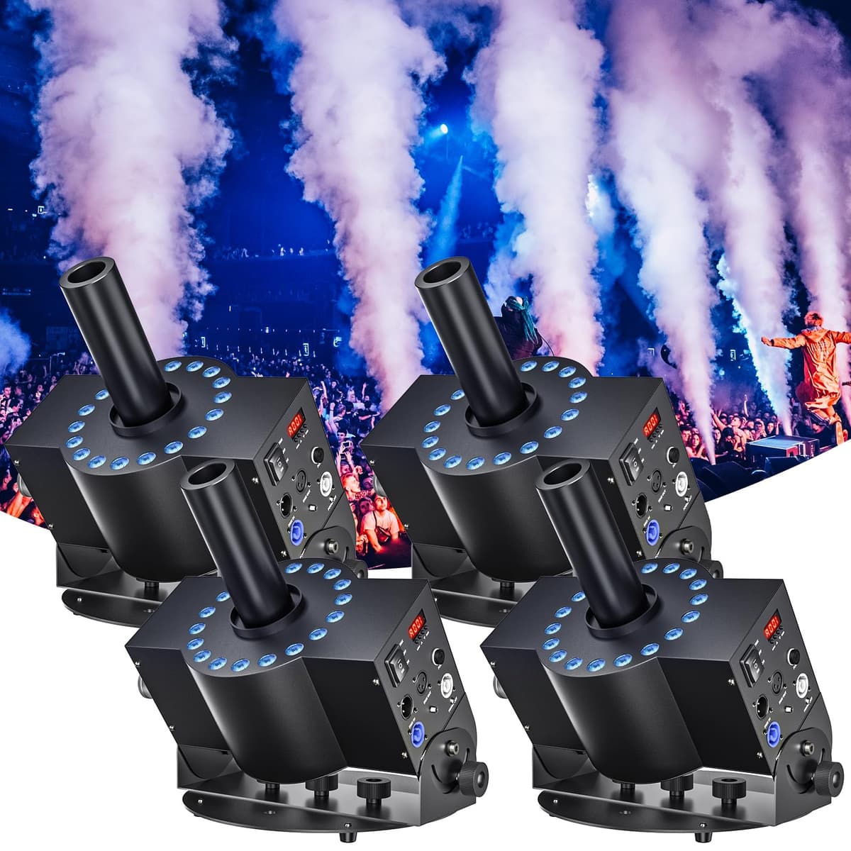 Kiinsehtoq Máquina CO2 Jet 300W con luces LED y control DMX (paquete 4 pcs) ZQ16044X4US