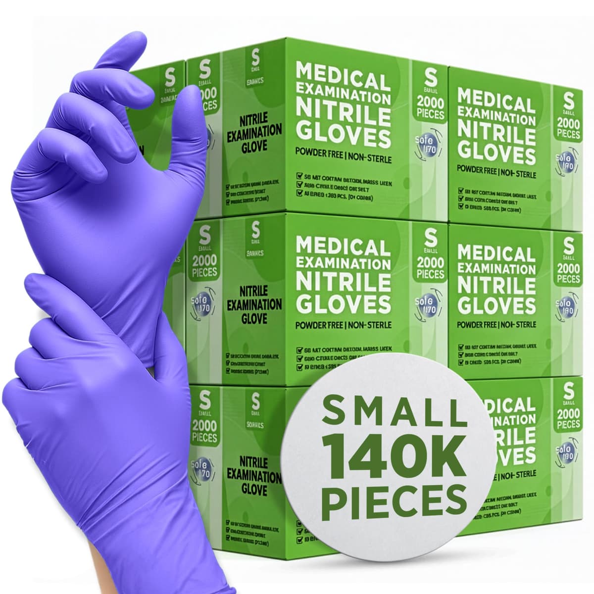 SAFEWAY Nitrile Disposable Gloves - Guantes Desechables de Nitrilo, Sin Polvo, Punta Texturizada Small SW-NG