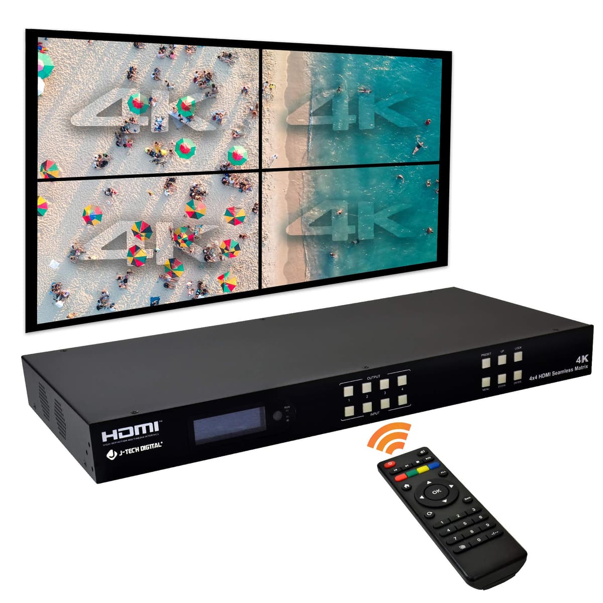 J-Tech Digital JTECH-VWM04 - Controlador Video Wall 4x4 4K@60Hz Multiviewer Seamless Matrix
