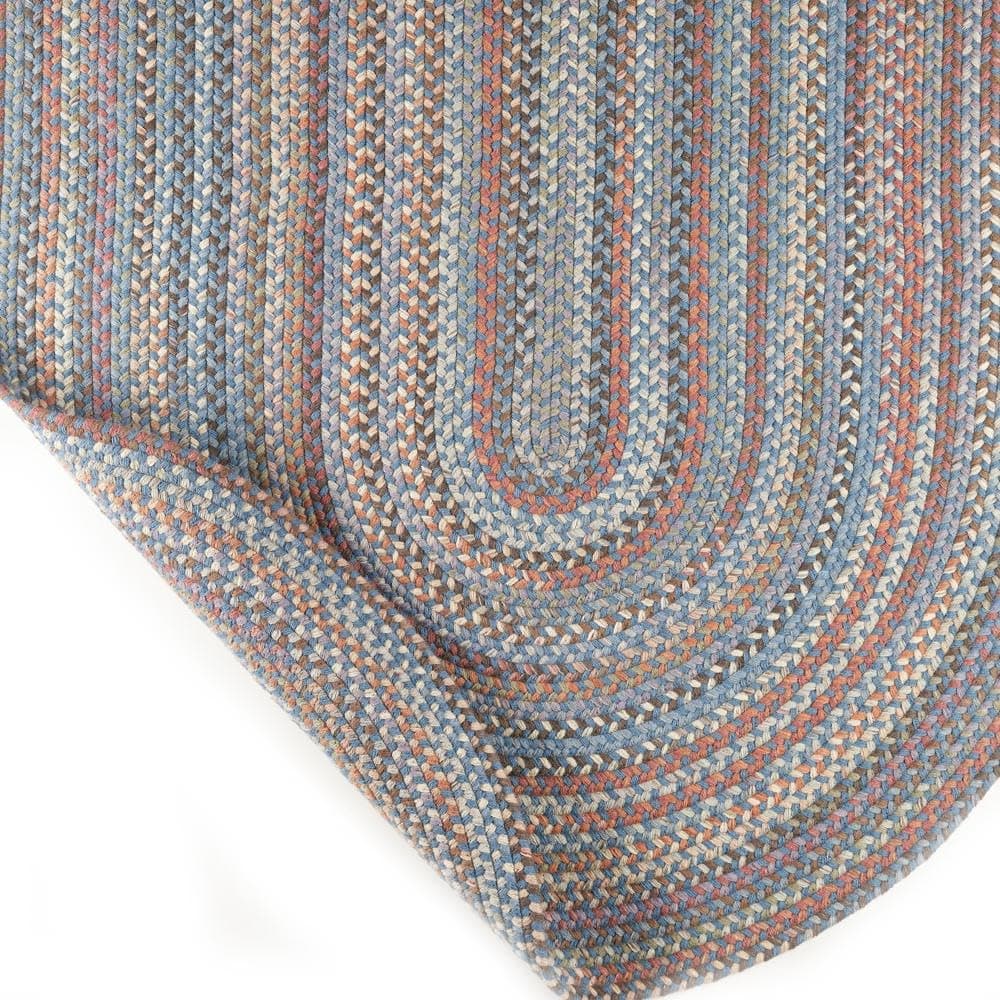 Super Area Rugs Cherry Hill Alfombra Trenzada de Lana Suave - Hecha en USA - Bluestone Multi - 6' x 9' Oval RHO-CH97R072X108