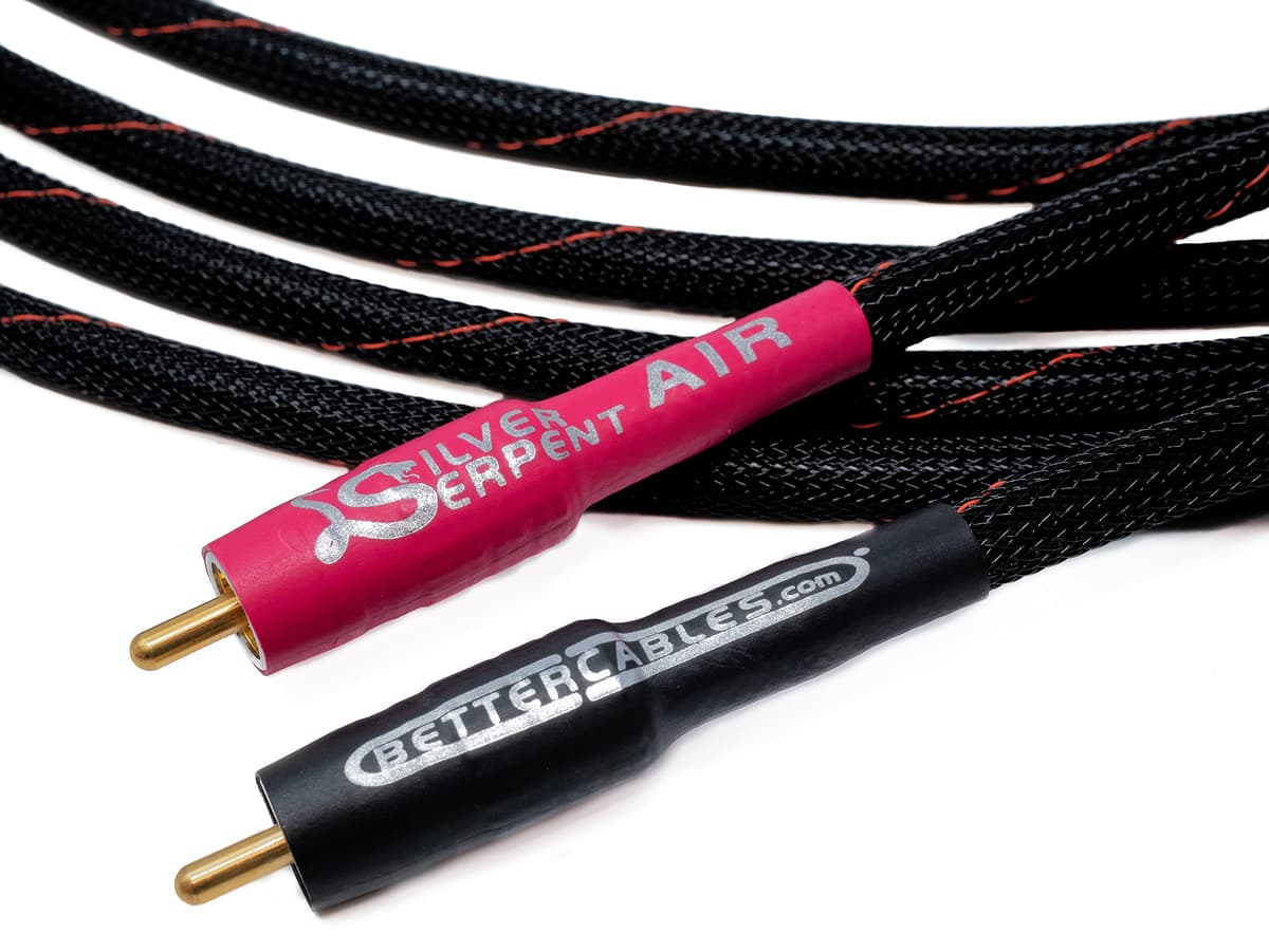 BETTERCABLES.COM Better Cables Serpiente Plateada AIR de 10 pies Cables Interconexión RCA Audiophile - Par Estéreo (2 Cables) Insignia, Alta Gama, Alto Rendimiento, Hi-Fi Premium SSAIRP-3-RR