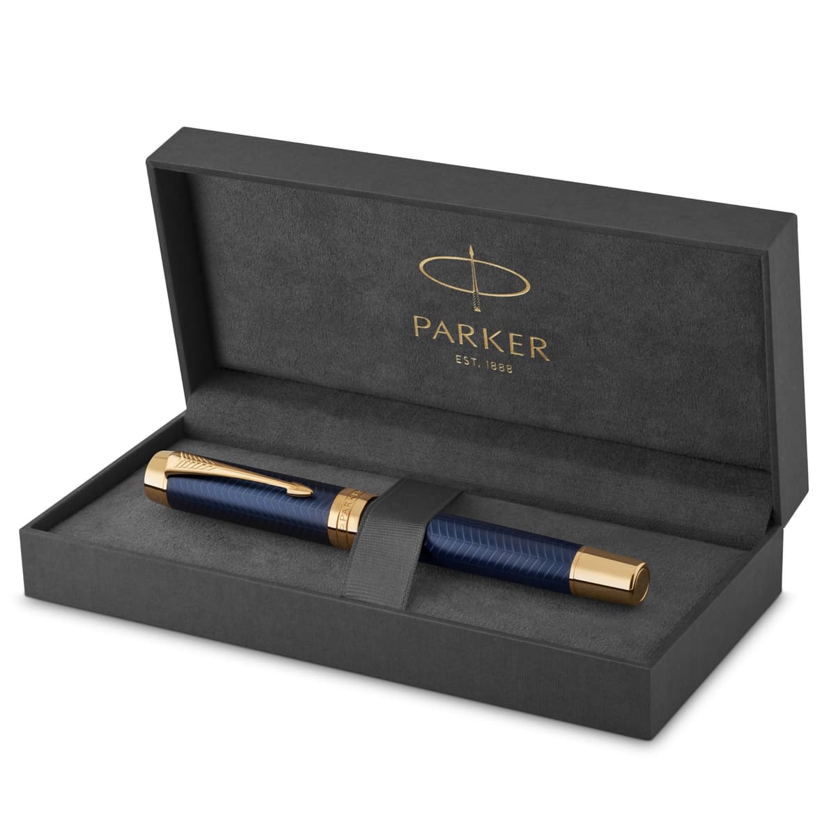 Parker Duofold Centennial Pluma Estilográfica, Prestige Blue Chevron, Plumilla de Oro Macizo Mediana, Tinta Negra y Convertidor (1931370)