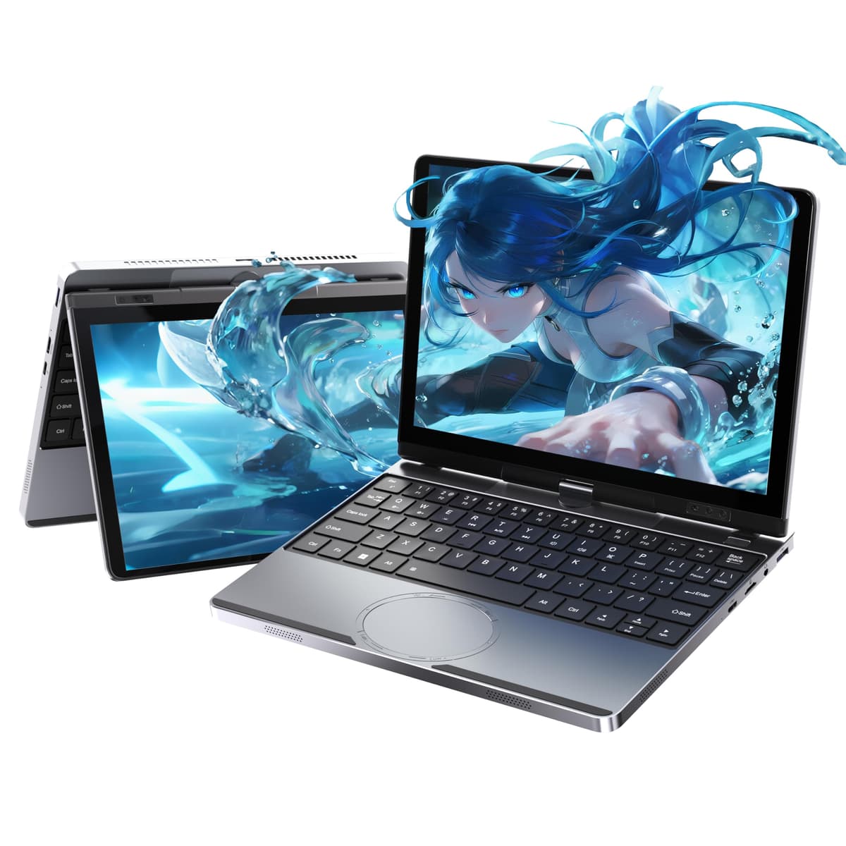ZWYING Mini Laptop 10.5" Pantalla Táctil 2 en 1 Convertible, Tablet PC Windows 11 Pro, CPU N150 16GB DDR4 512GB NVMe SSD, 1920×1280 IPS, Desbloqueo Facial, Teclado Retroiluminado, BT4.2, Type-C, Mini HDMI (16G+512GB) HL105R